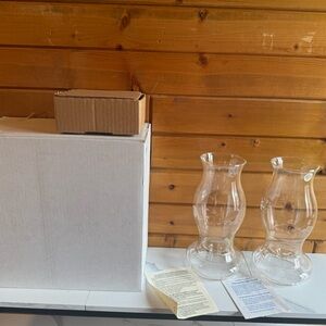 Clear Glass Hurricane Candle Holders - Pair